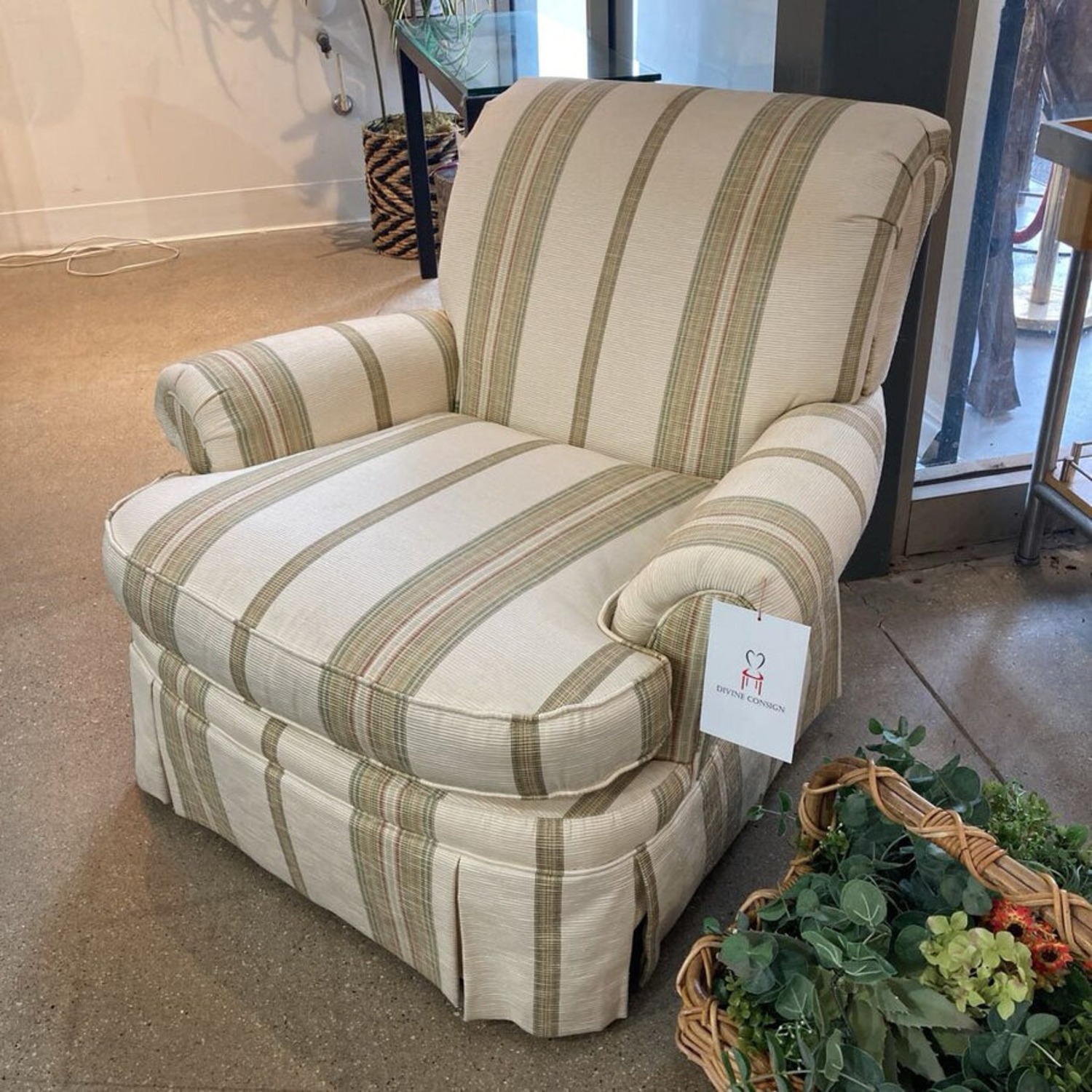 Custom Skirted Upholstered Roll-Arm Accent Chair - image-2