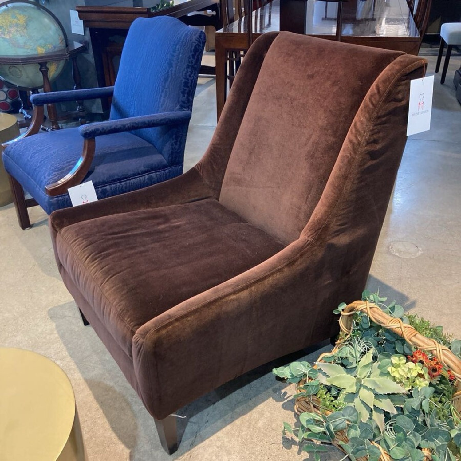 Room & Board Velvet Accent Chair Chocolate Brown - image-2