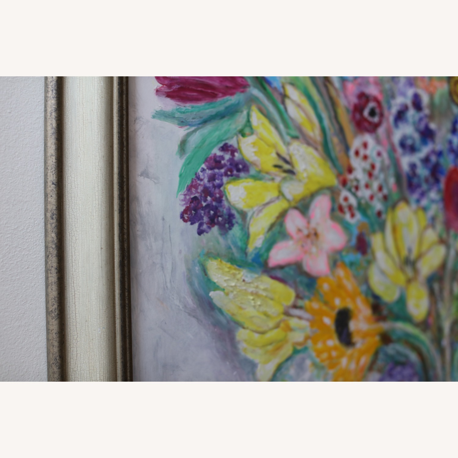 Large Framed Original Floral Gouache Painting - image-5