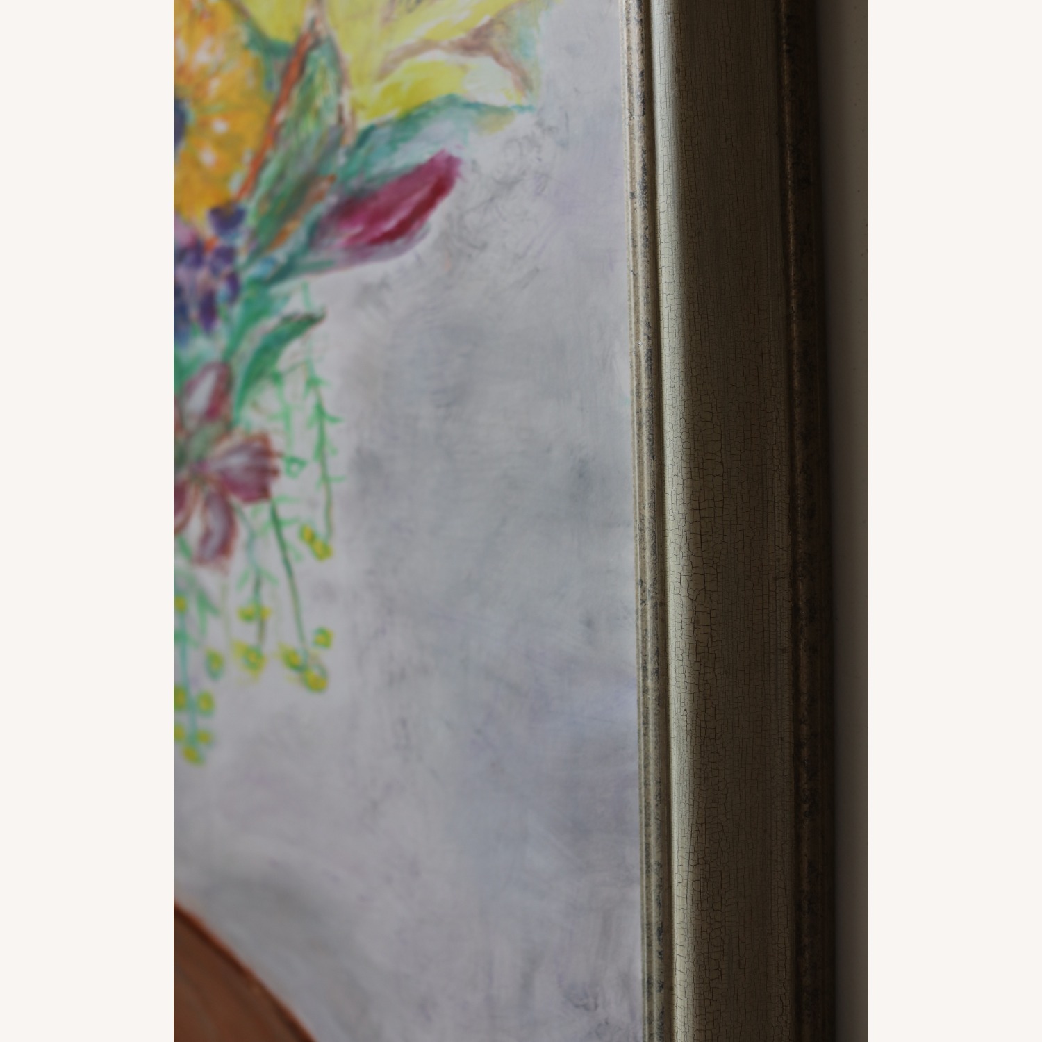 Large Framed Original Floral Gouache Painting - image-12