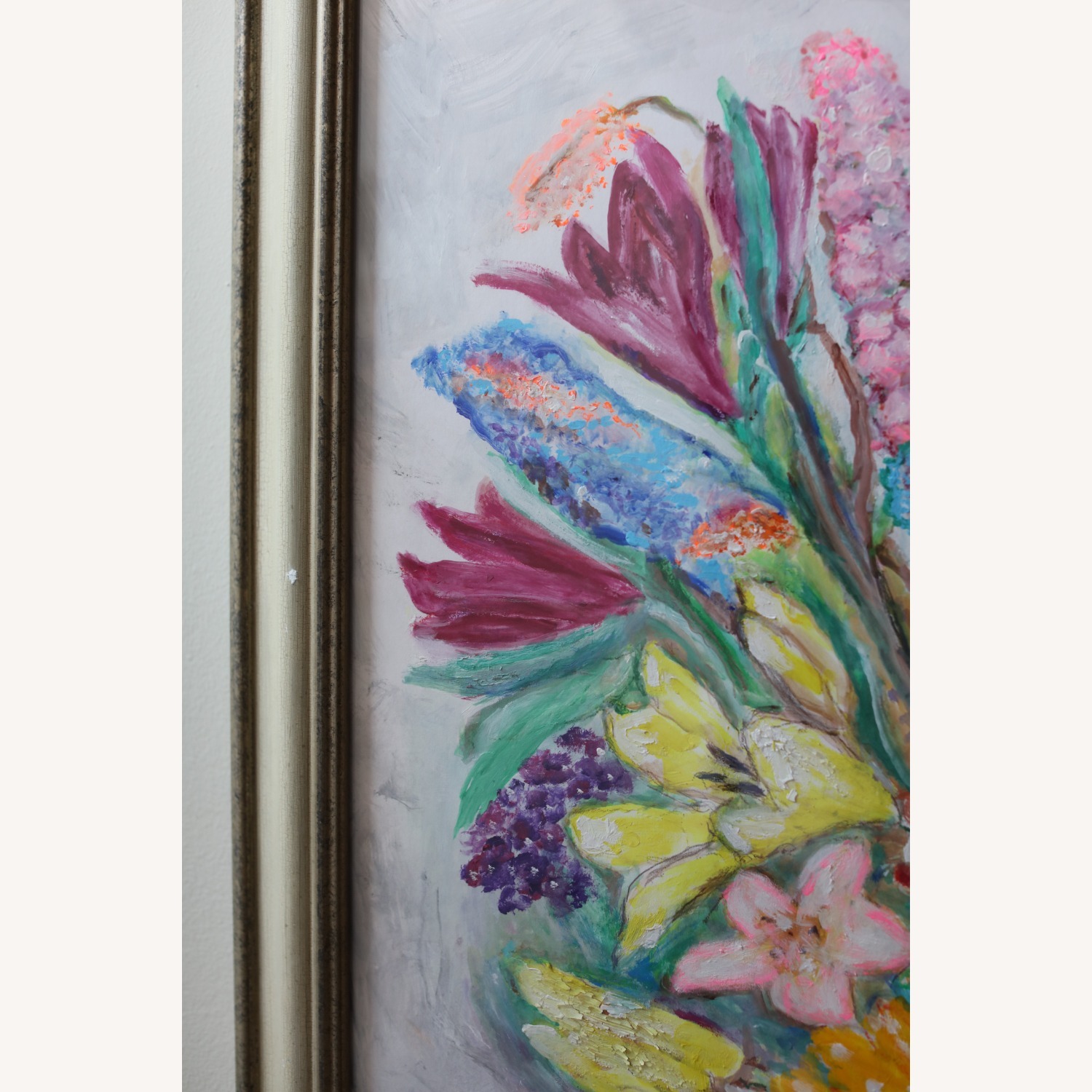 Large Framed Original Floral Gouache Painting - image-7