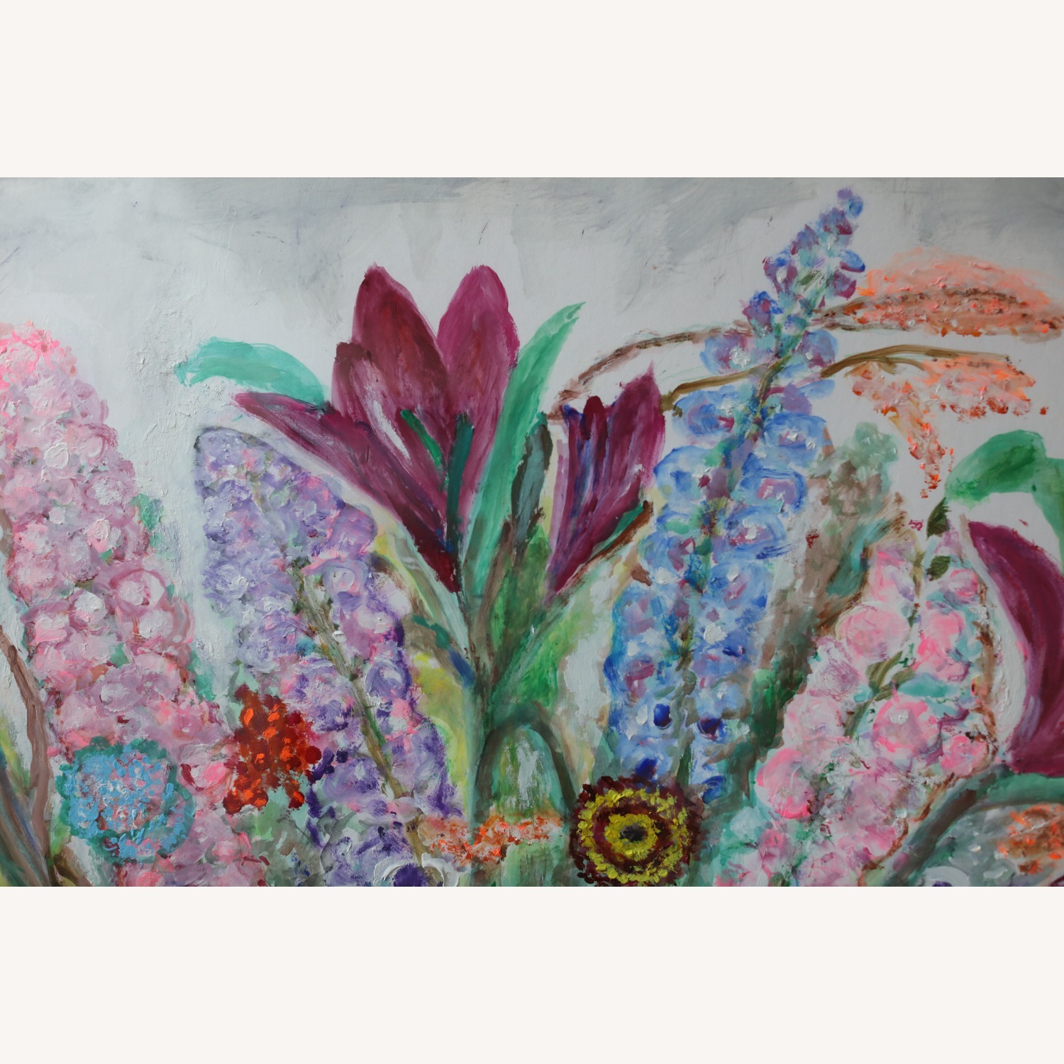 Large Framed Original Floral Gouache Painting - image-4