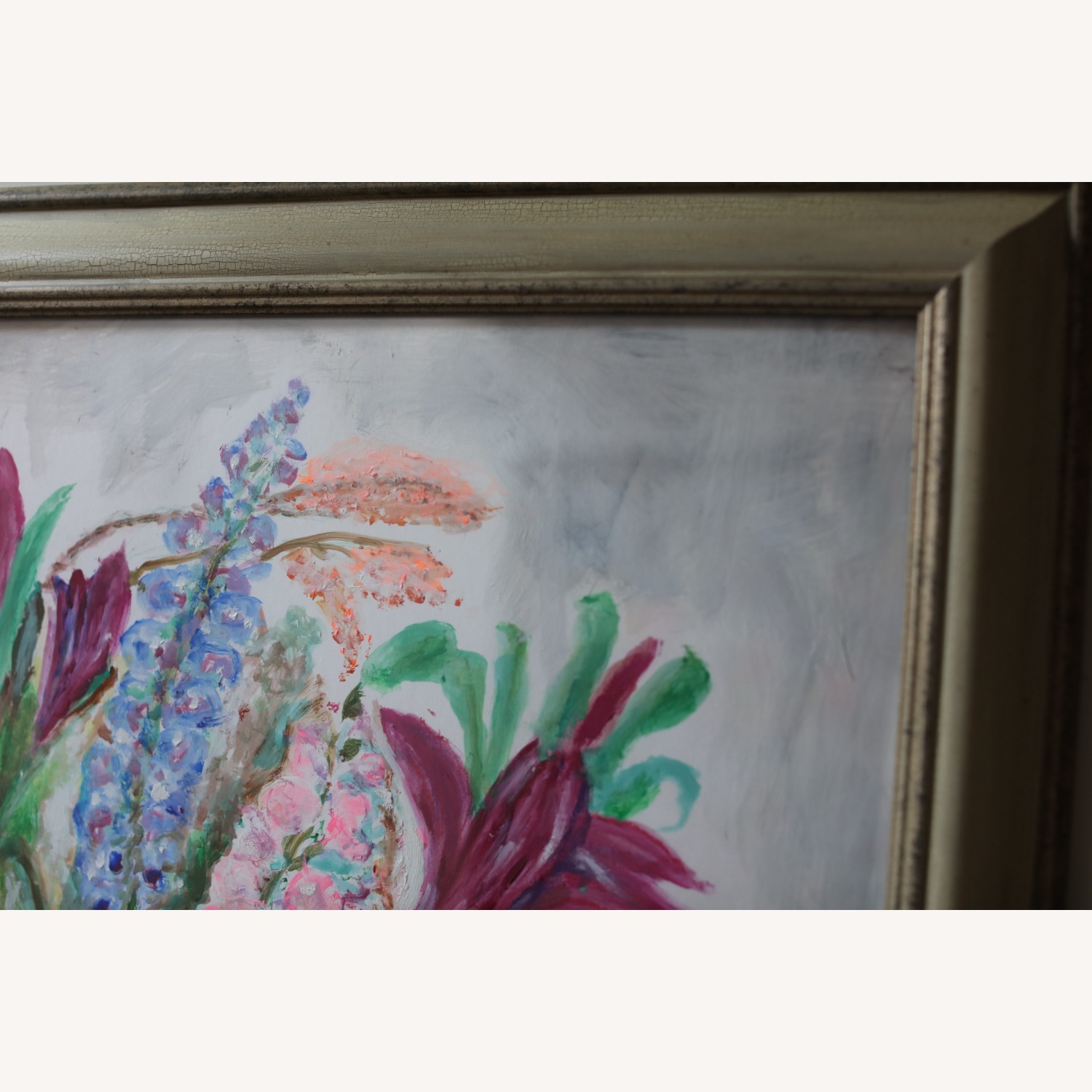 Large Framed Original Floral Gouache Painting - image-6