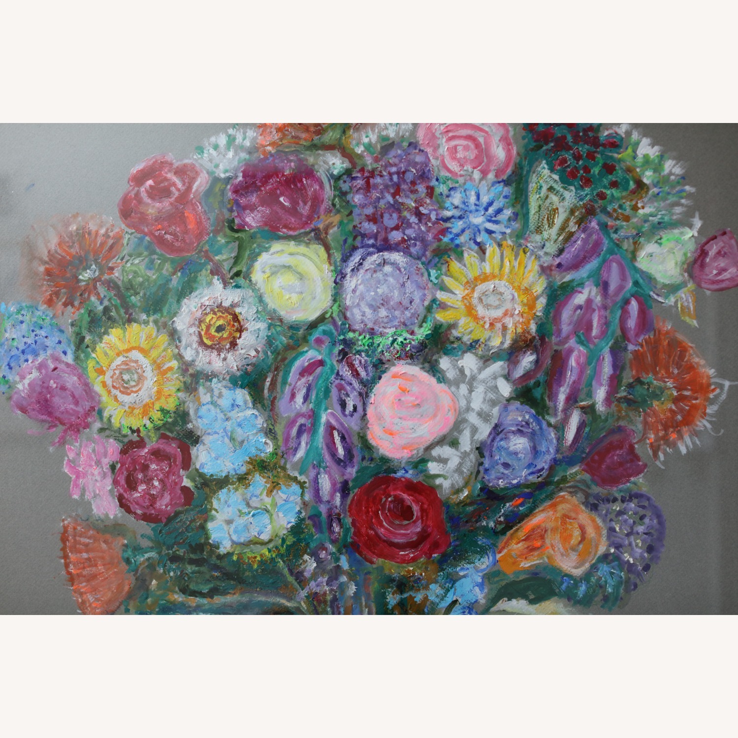 Large Original Floral Gouache Painting - image-3