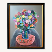 Large Original Floral Gouache Painting