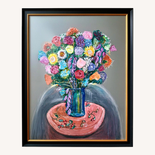 Used Large Original Floral Gouache Painting for sale on AptDeco