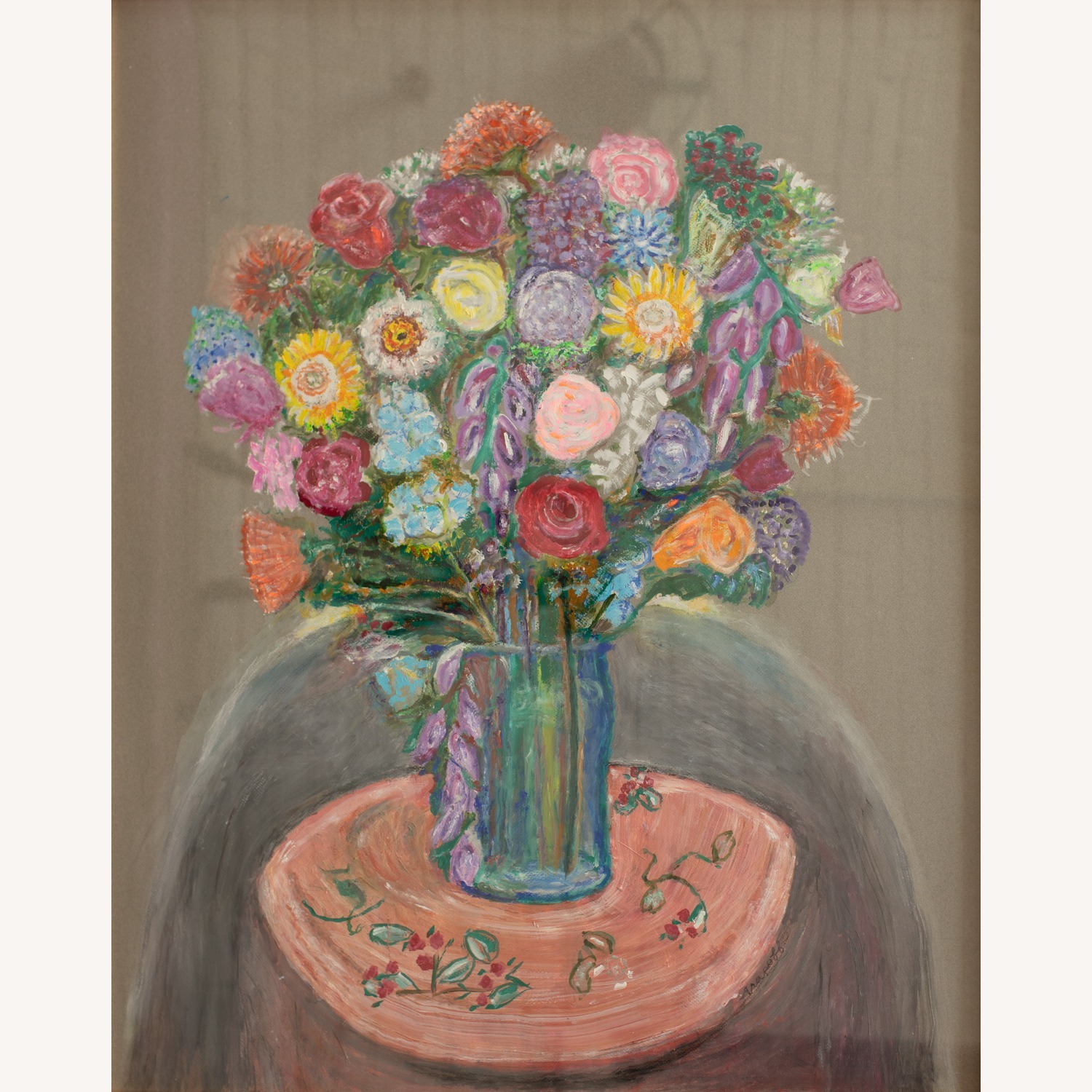Large Original Floral Gouache Painting - image-2