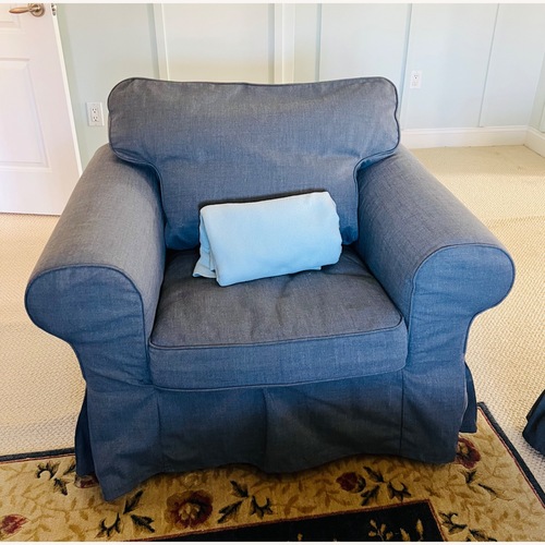 Used Dark Gray Linen Chaise Lounge for sale on AptDeco