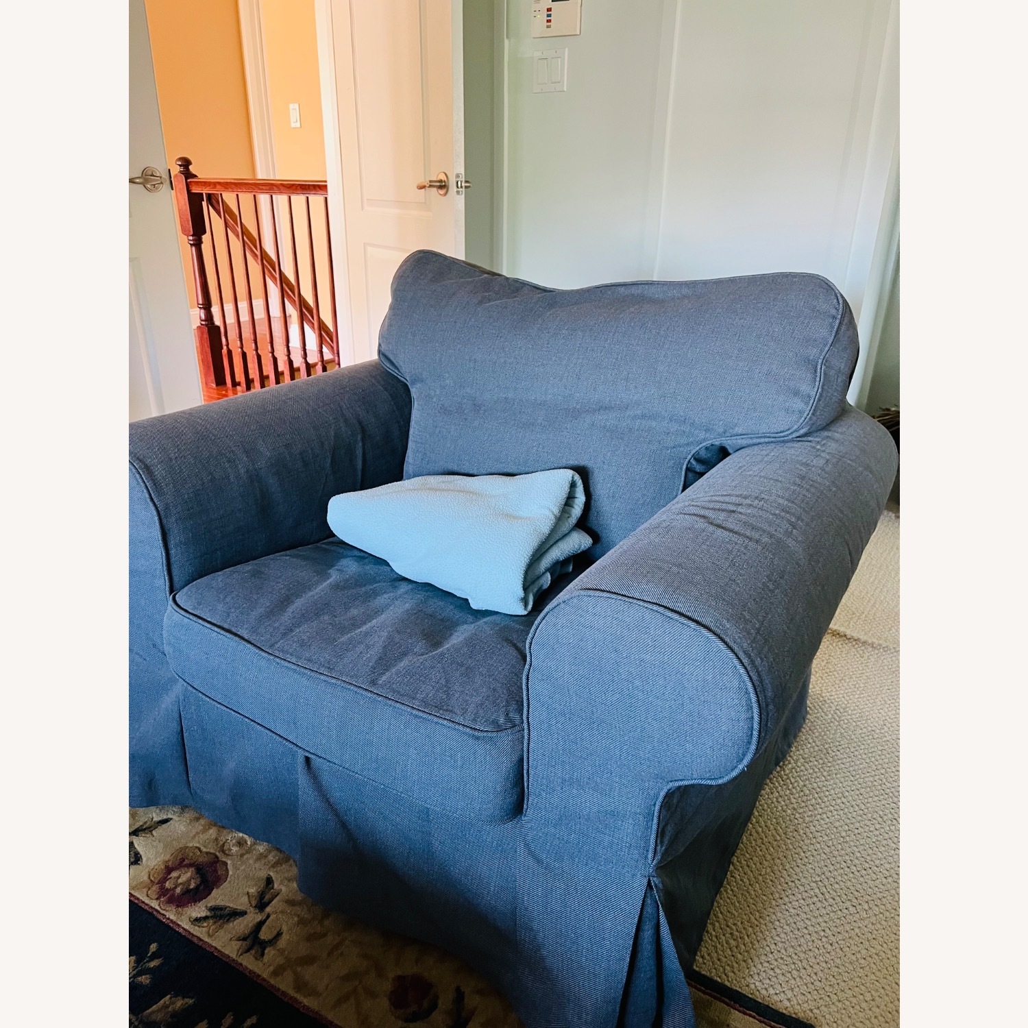 Dark Gray Linen Chaise Lounge - image-3