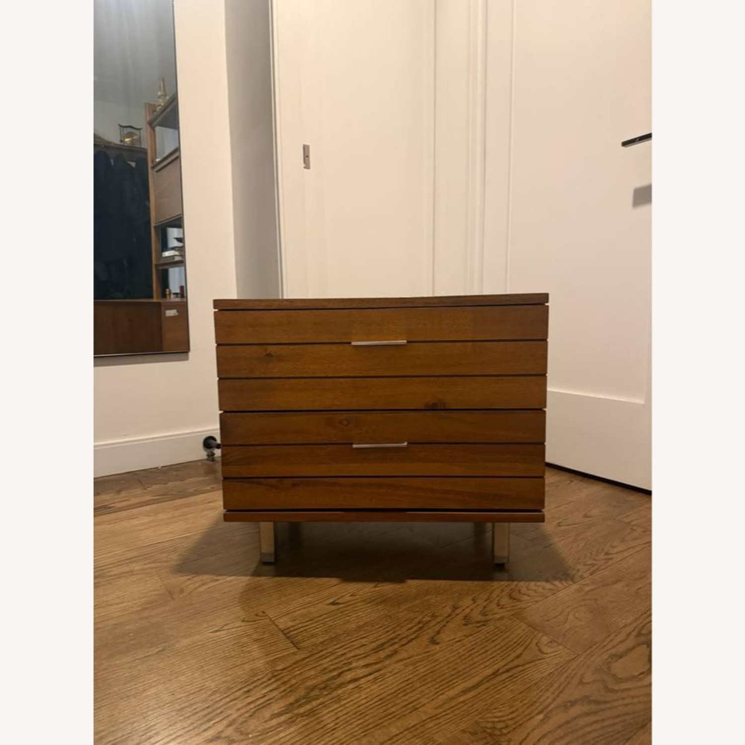 CB2 Fine Lines Dark Brown Wood Nightstand - image-1