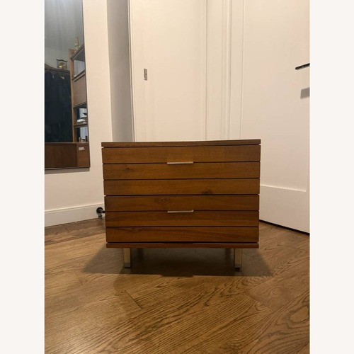 Used CB2 Fine Lines Dark Brown Wood Nightstand for sale on AptDeco