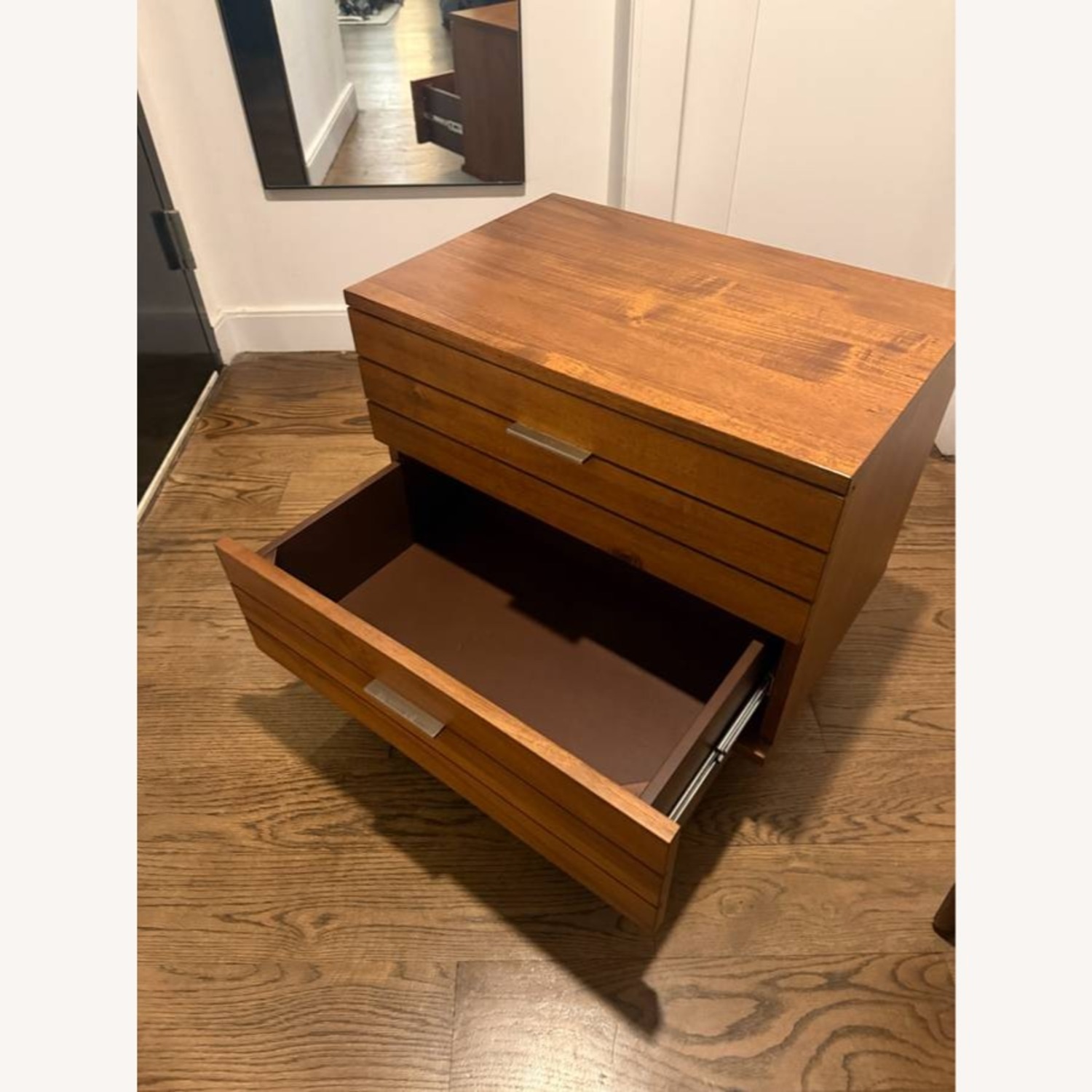 CB2 Fine Lines Dark Brown Wood Nightstand - image-6