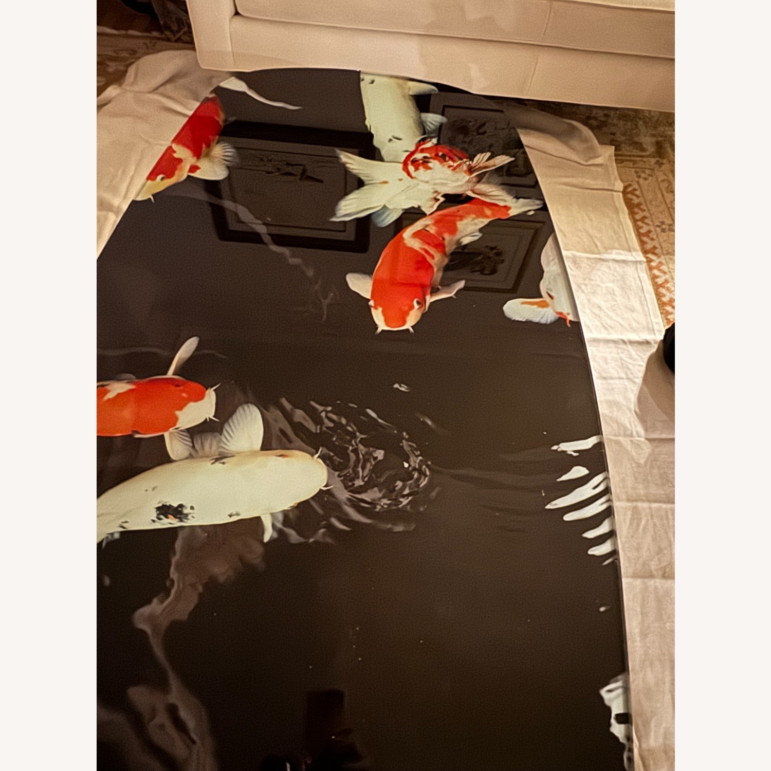 Unique Koi Fish Glass Coffee Table Top - image-3
