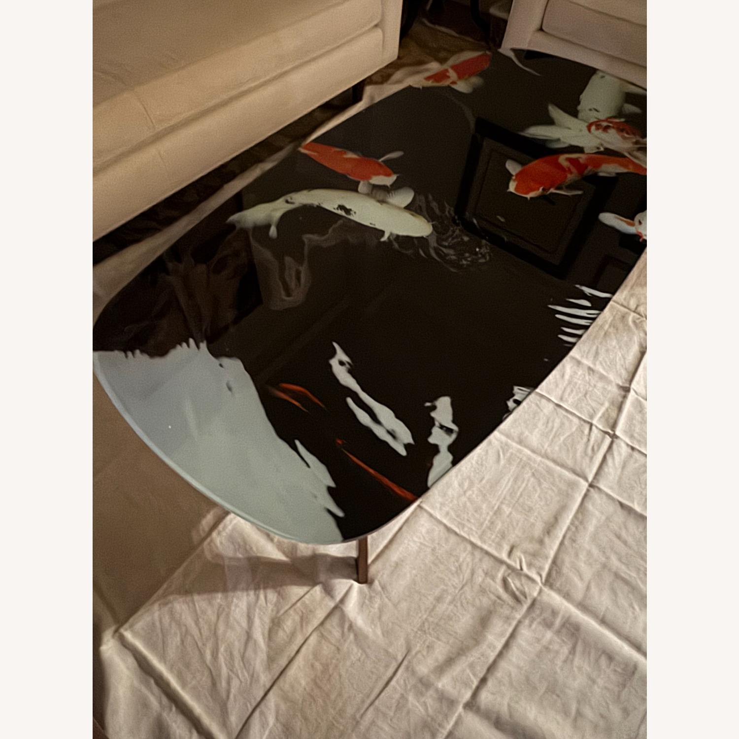 Unique Koi Fish Glass Coffee Table Top - image-2