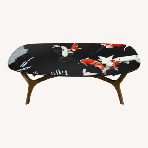 Used Unique Koi Fish Glass Coffee Table Top for sale on AptDeco