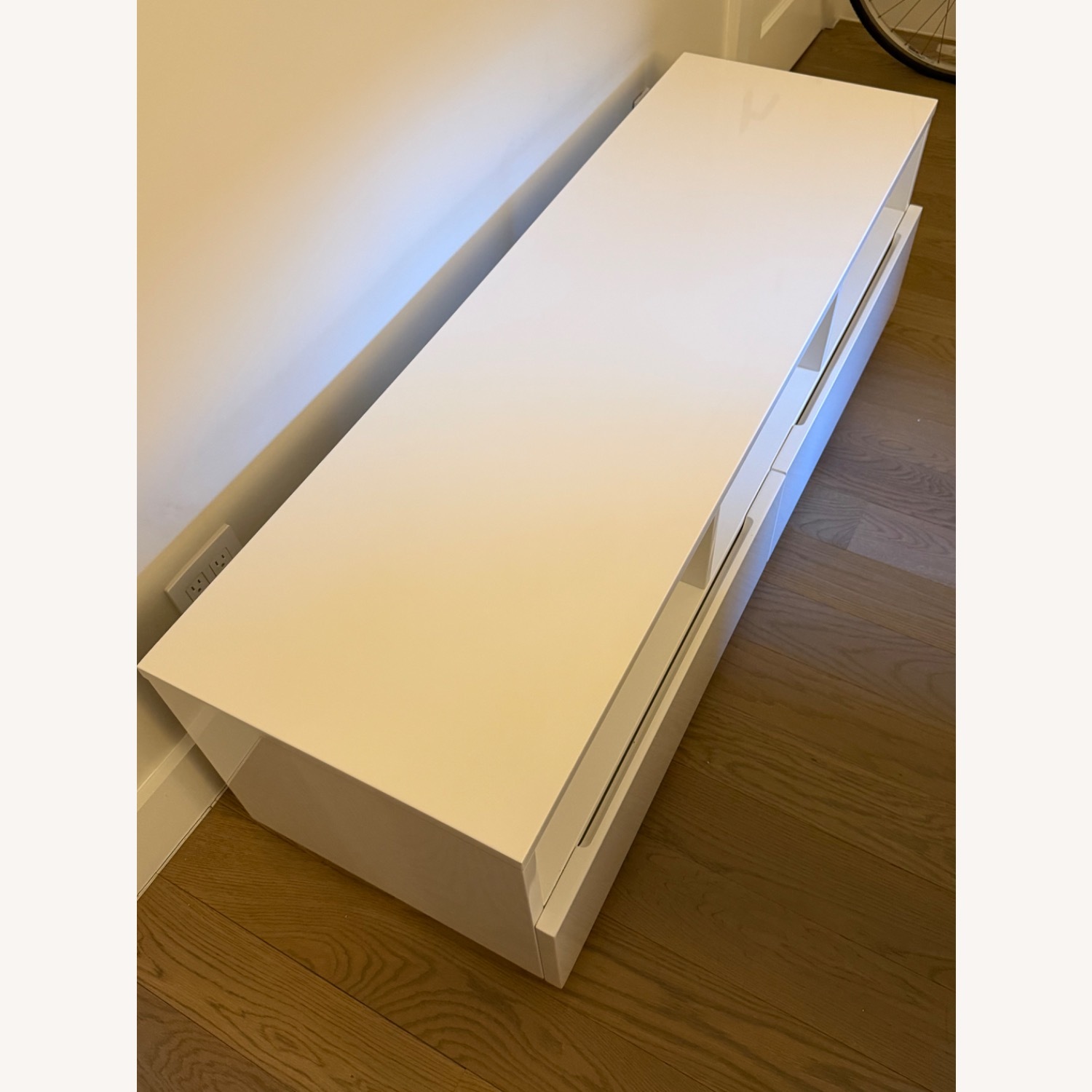 CB2 Chill White Lacquer Media Storage - image-3