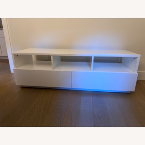 Used CB2 Chill White Lacquer Media Storage for sale on AptDeco
