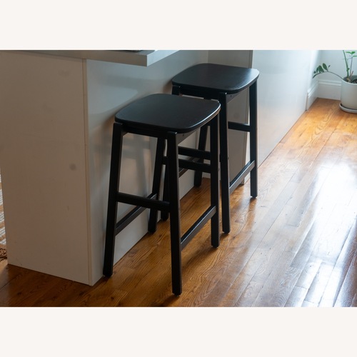 Used West Elm Lloyd Counter Stool, Black, Set of 2 for sale on AptDeco