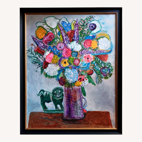 Used Large Still Life with Dog Figurine for sale on AptDeco