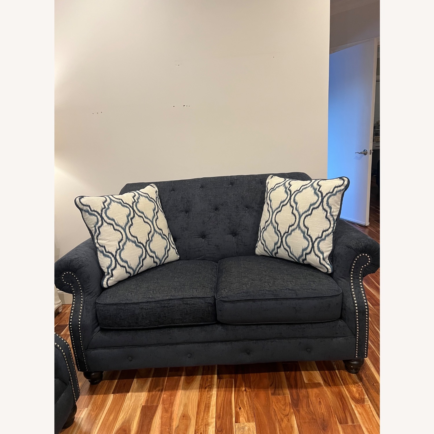 Blue Fabric 2 Seater Sofa - image-4