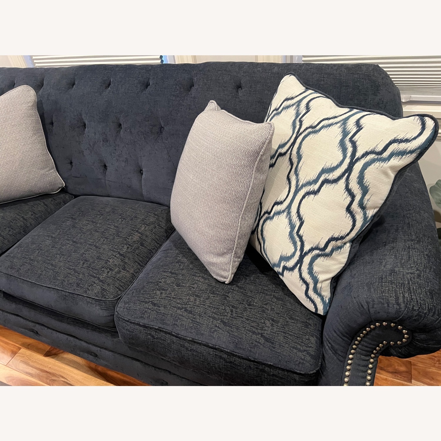 Blue Fabric 3+ Seater Sofa - image-5
