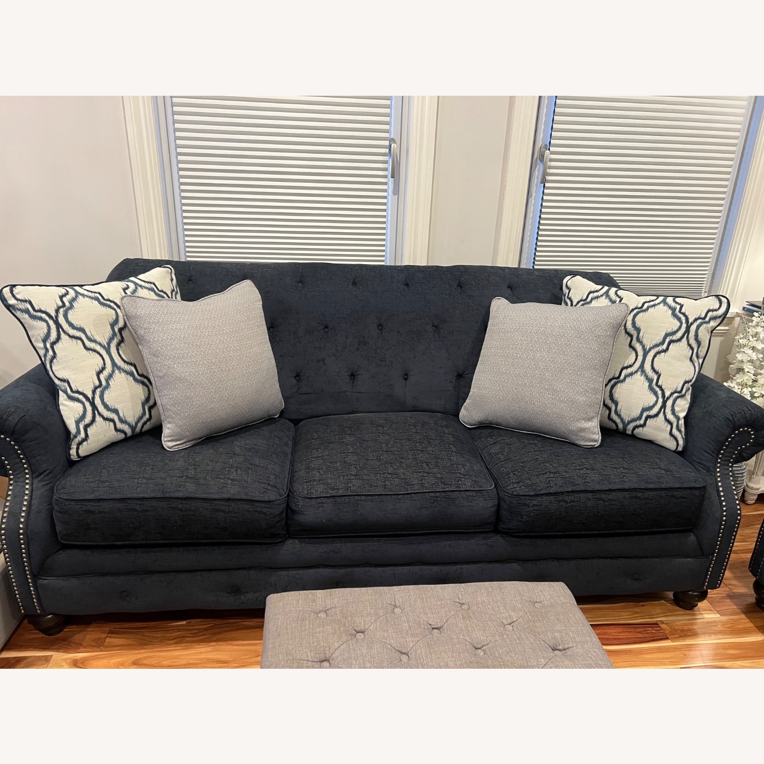 Blue Fabric 3+ Seater Sofa - image-4