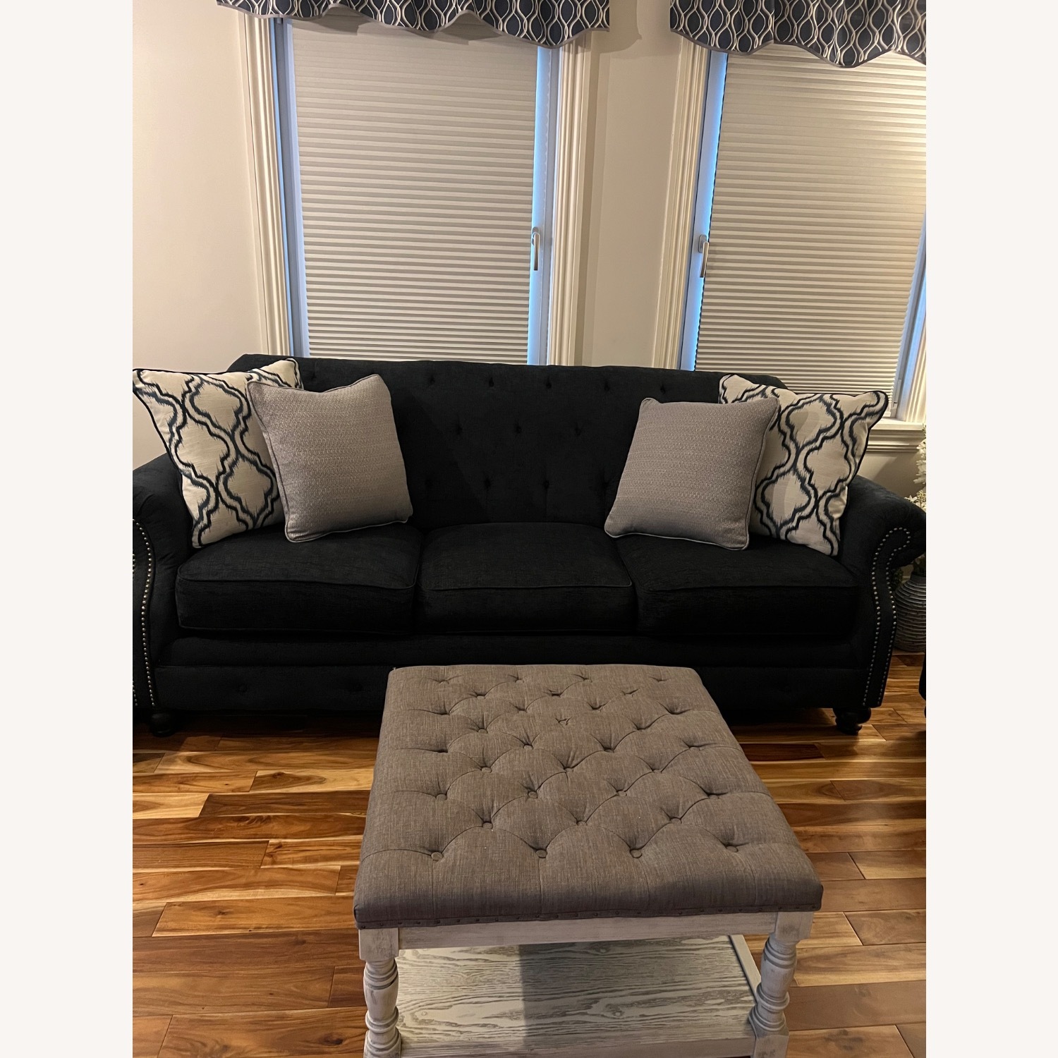 Blue Fabric 3+ Seater Sofa - image-2