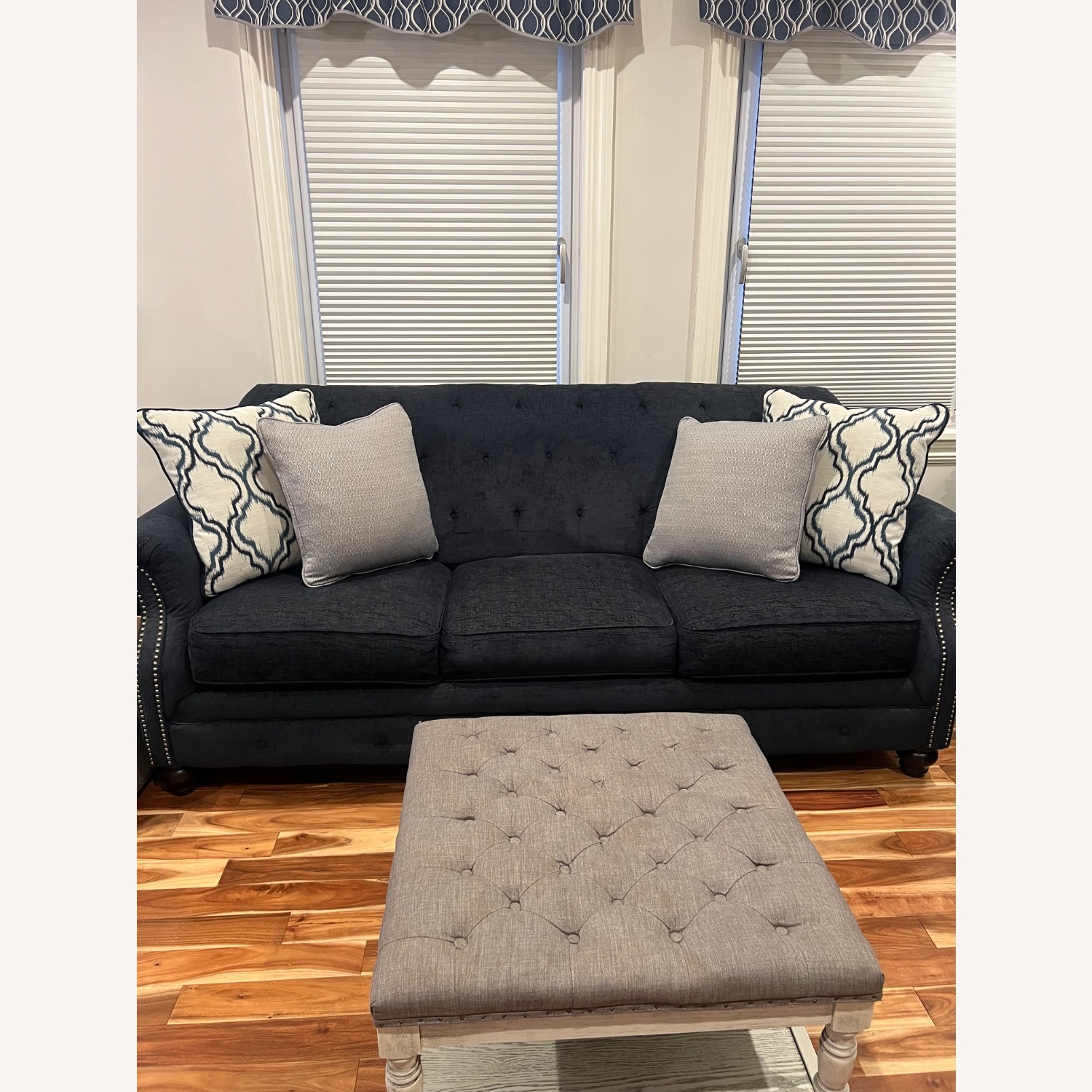 Blue Fabric 3+ Seater Sofa - image-3