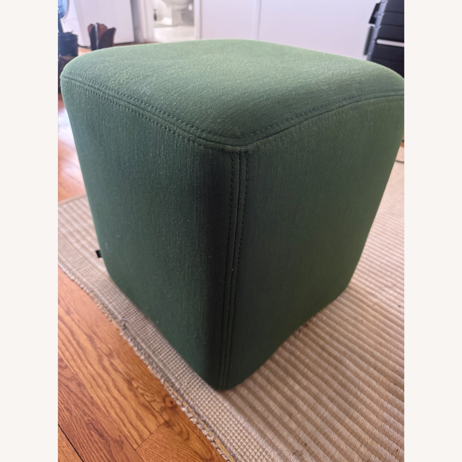 Hem Green Fabric Ottoman - image-3