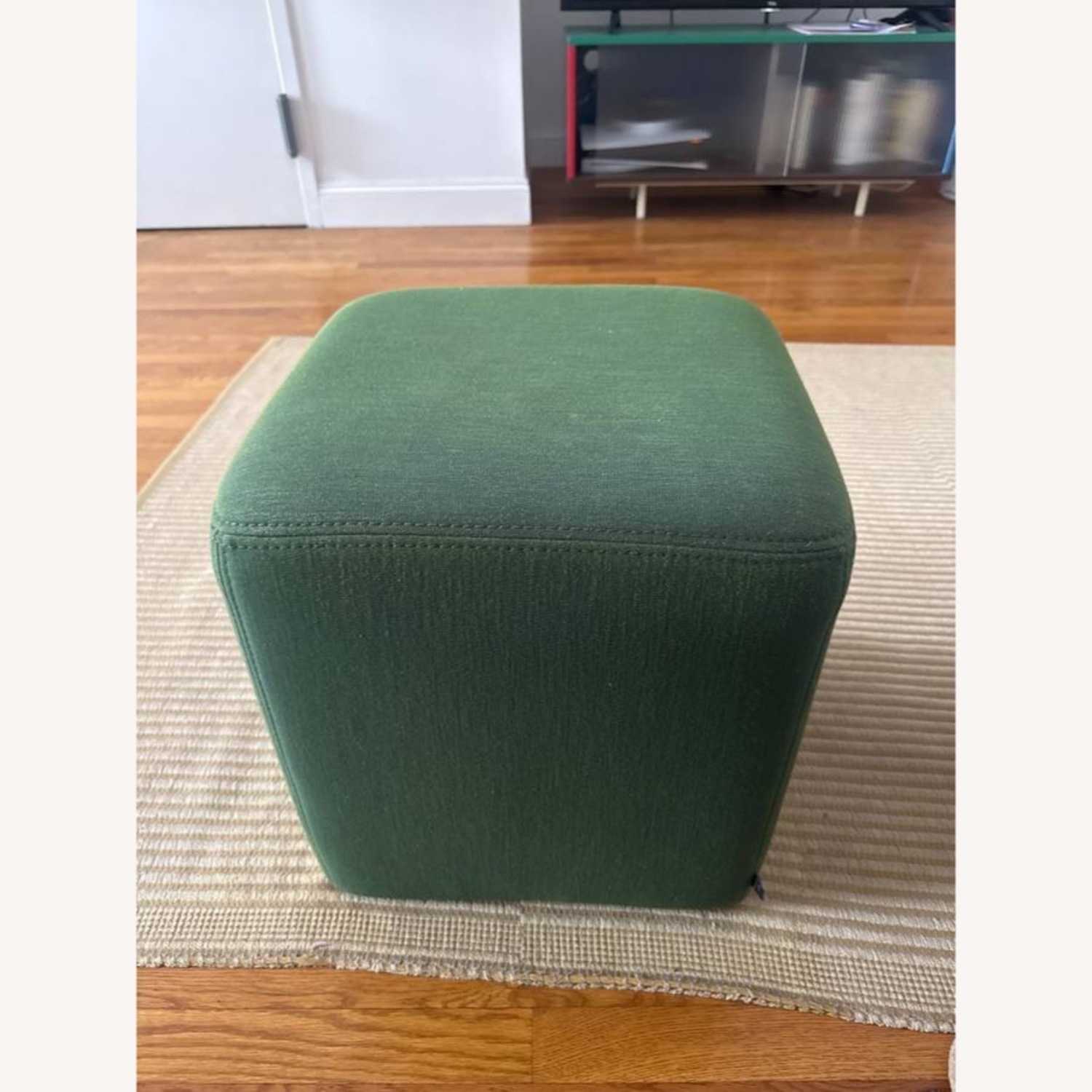 Hem Green Fabric Ottoman - image-1