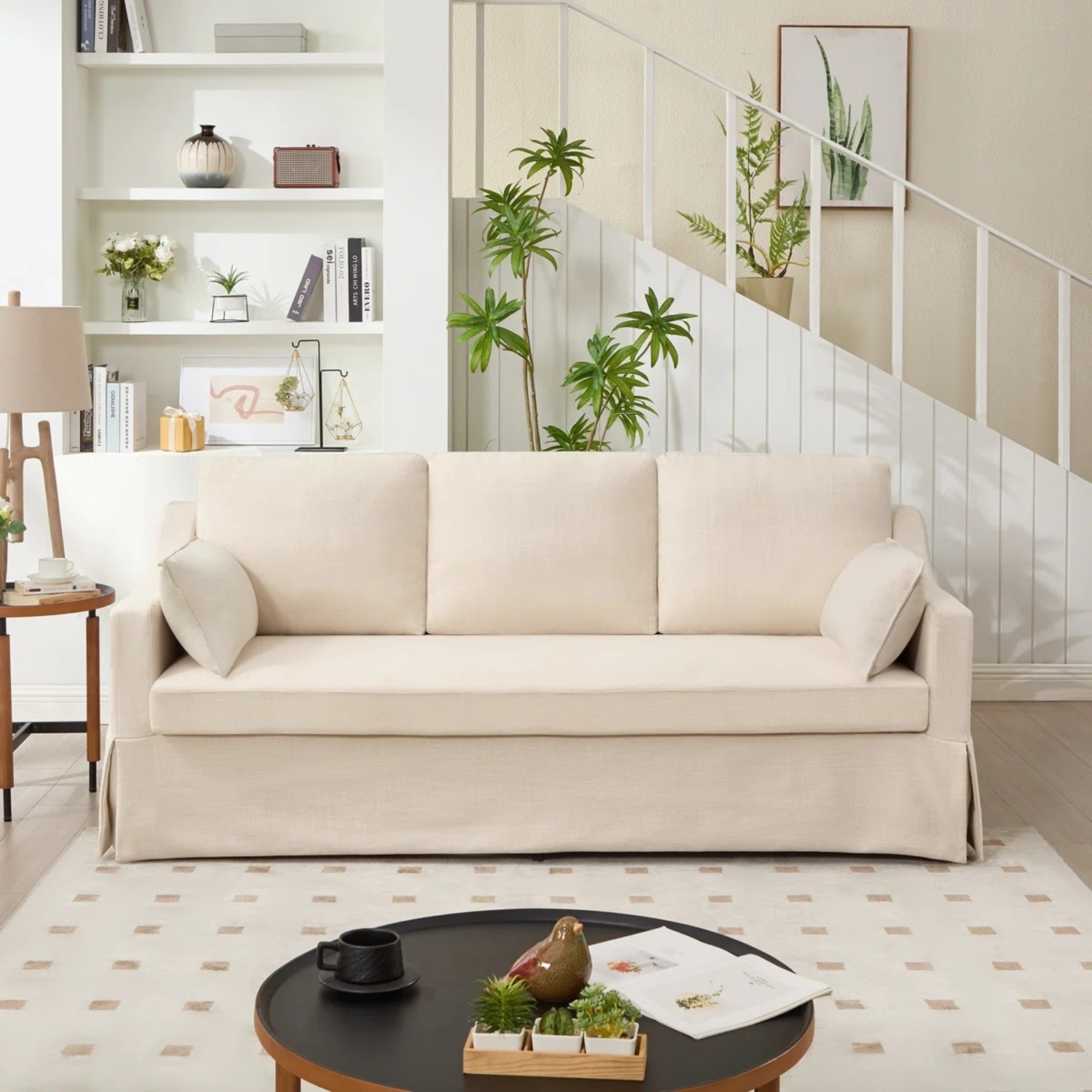 Gracie Oaks White Fabric 3+ Seater Sofa - image-4