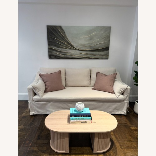Used Gracie Oaks White Fabric 3+ Seater Sofa for sale on AptDeco