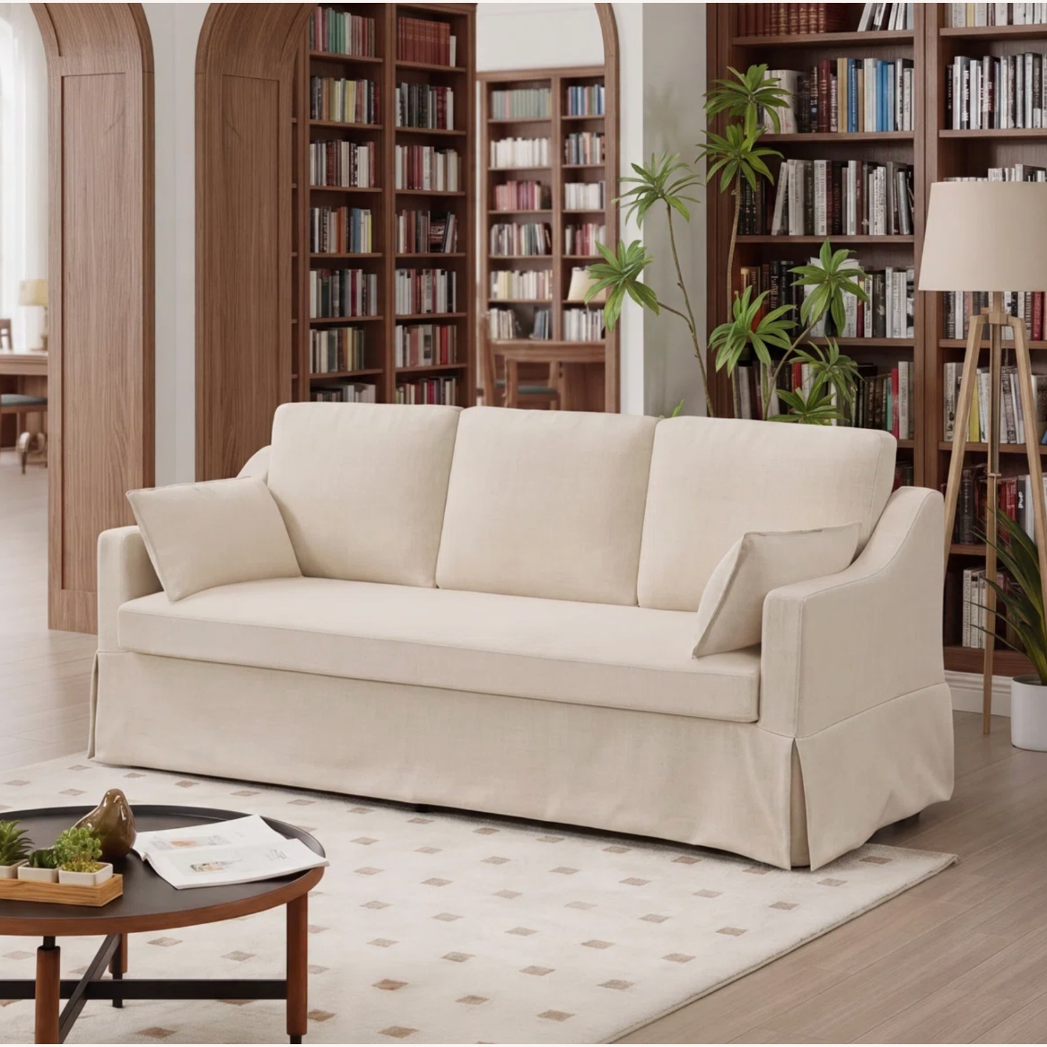 Gracie Oaks White Fabric 3+ Seater Sofa - image-3