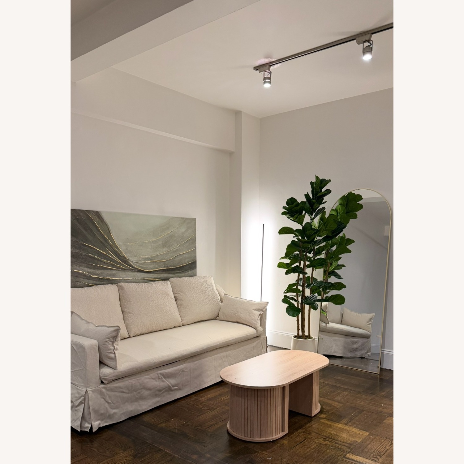 Gracie Oaks White Fabric 3+ Seater Sofa - image-2
