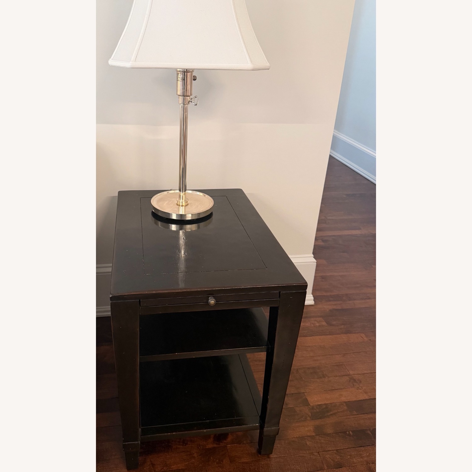 Crate & Barrel Dark Brown Wood Side Tables - image-1