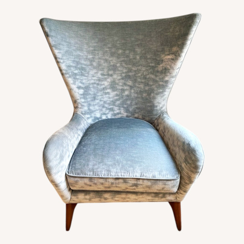 Used Wing backed Blue Velvet Armchair for sale on AptDeco