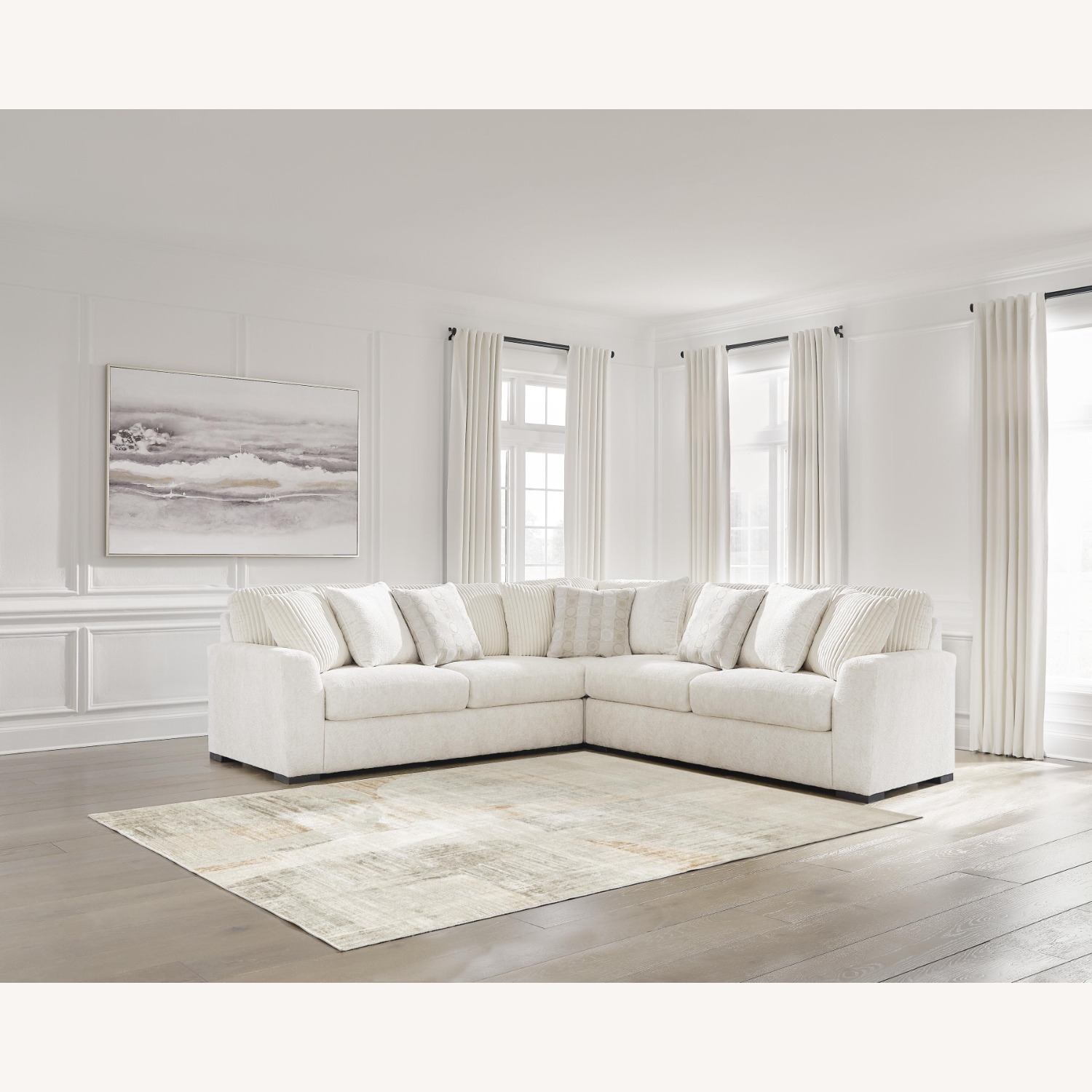 Omaha White Fabric 3+ Piece Sectional - image-0