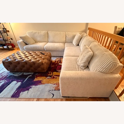 Used Omaha White Fabric 3+ Piece Sectional for sale on AptDeco