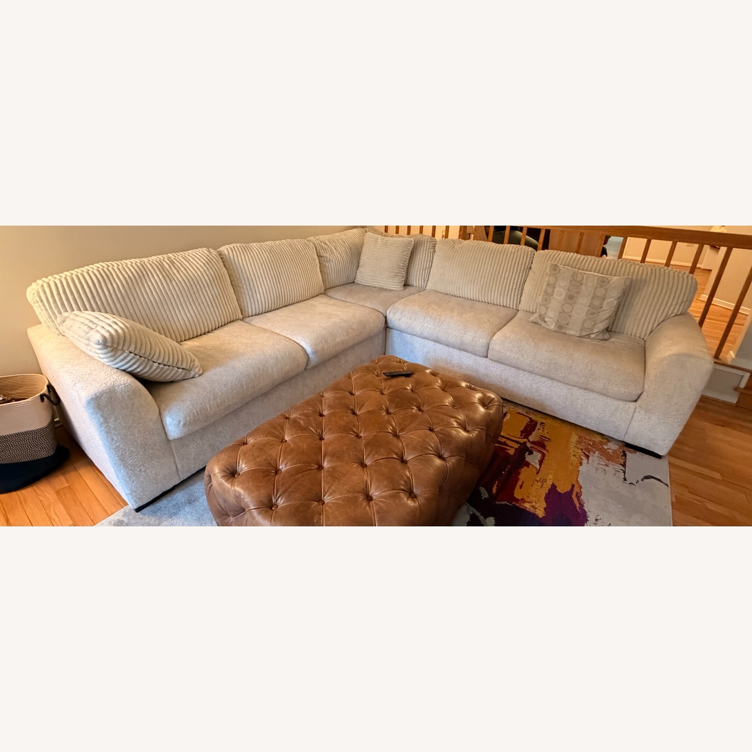Omaha White Fabric 3+ Piece Sectional - image-4
