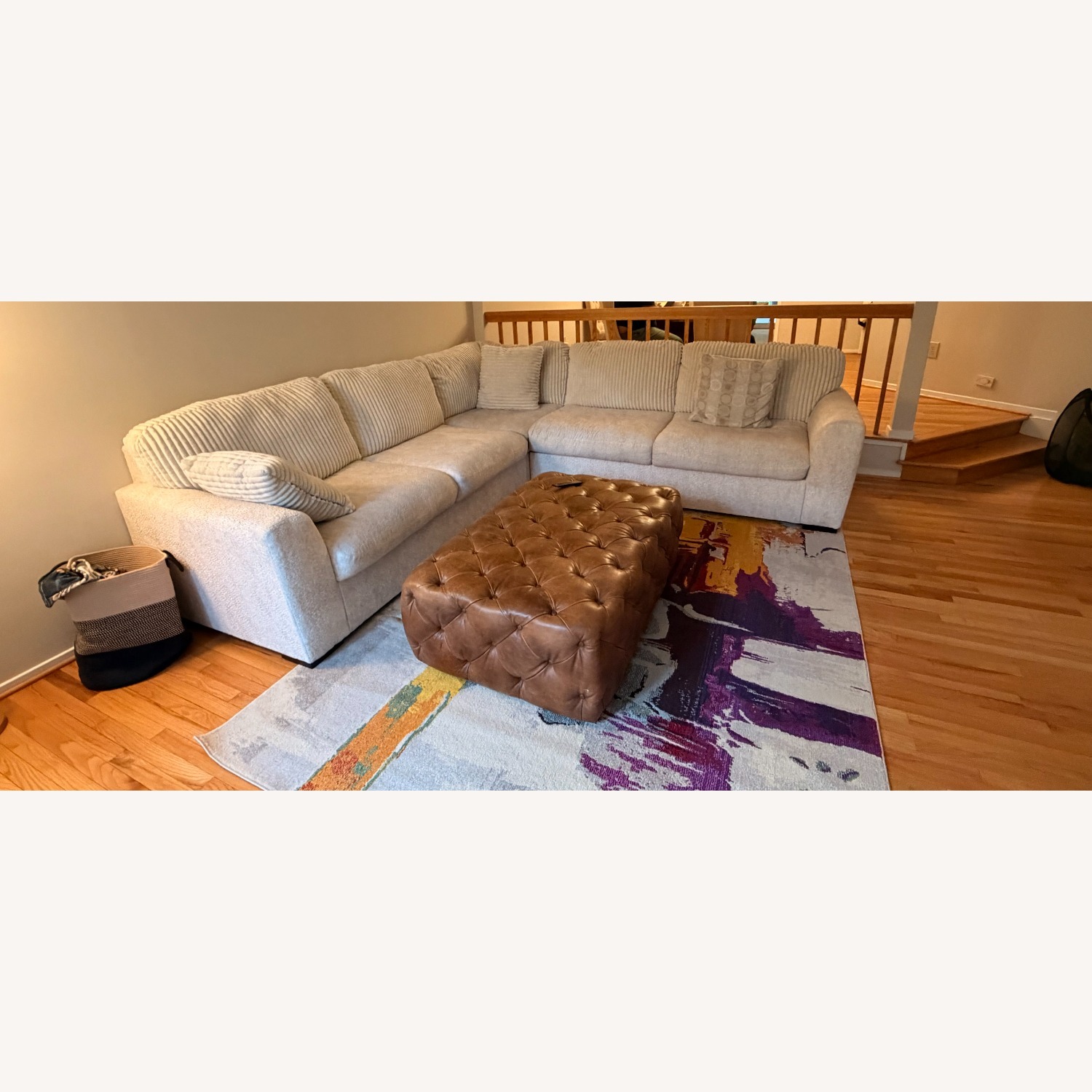 Omaha White Fabric 3+ Piece Sectional - image-2