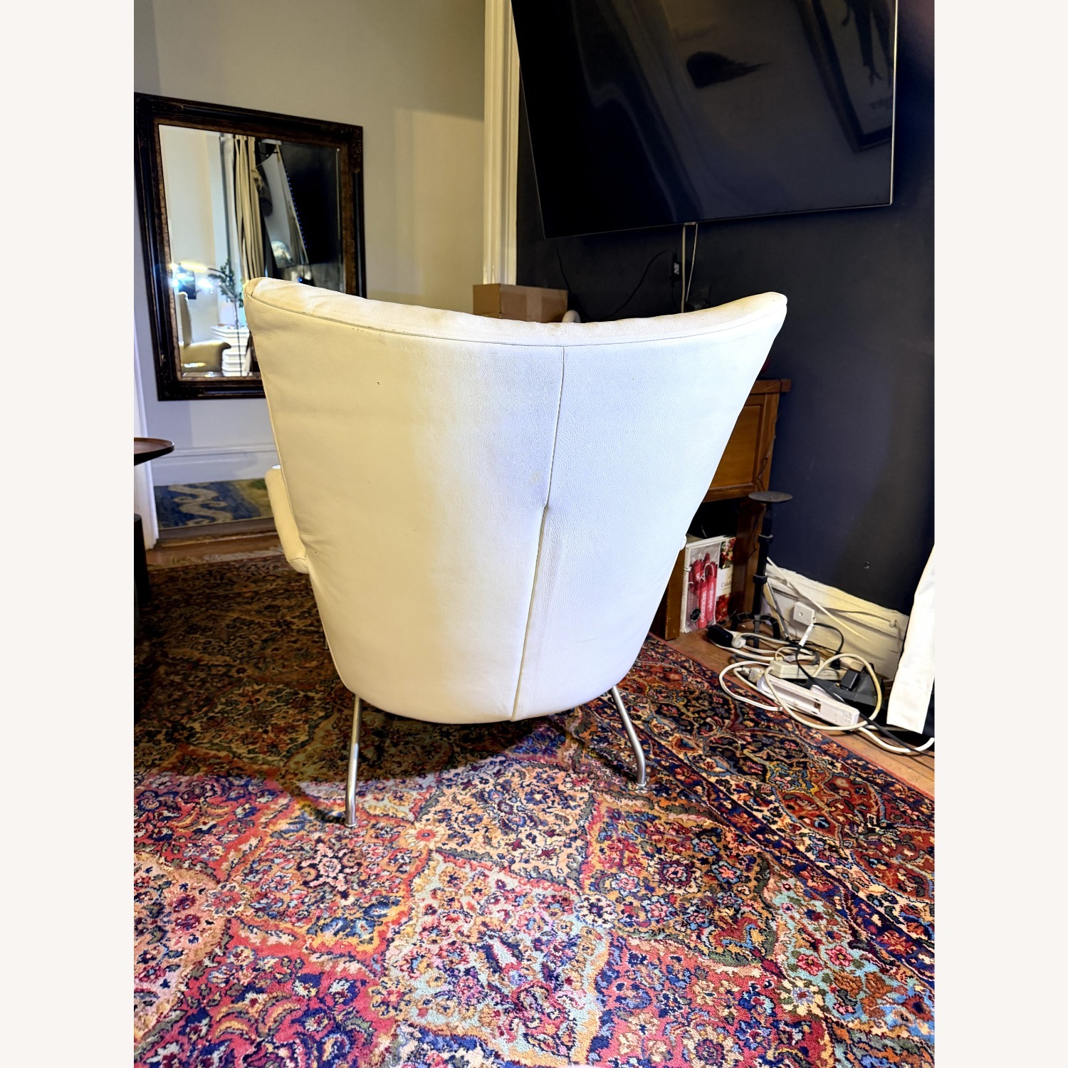Room & Board "Paris" Ivory Leather Armchair - image-1