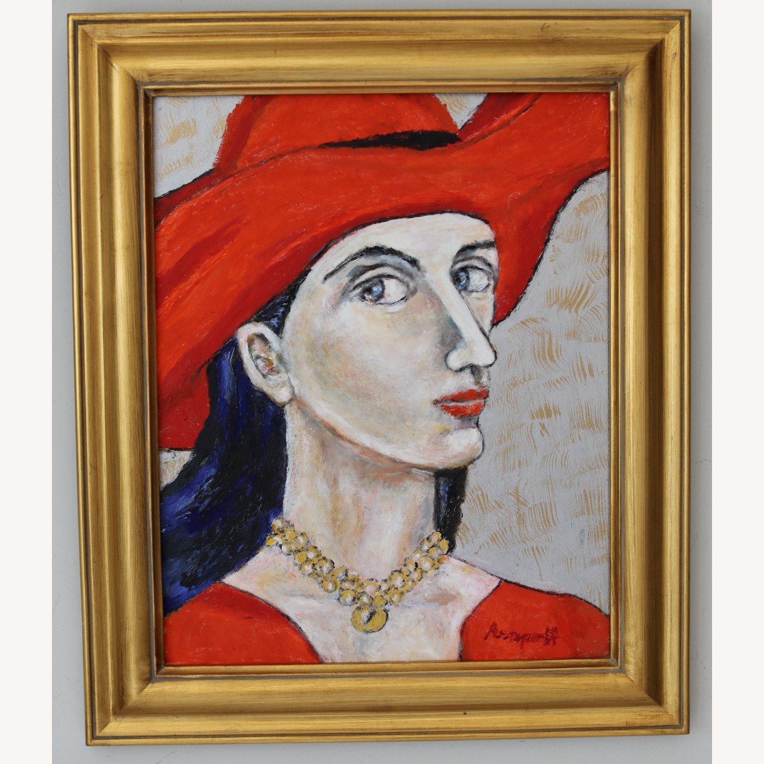 Original Painting - Woman in Red Hat - image-1