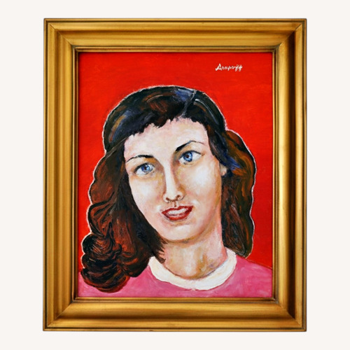 Used Oil Painting of Brown-Haired Woman for sale on AptDeco