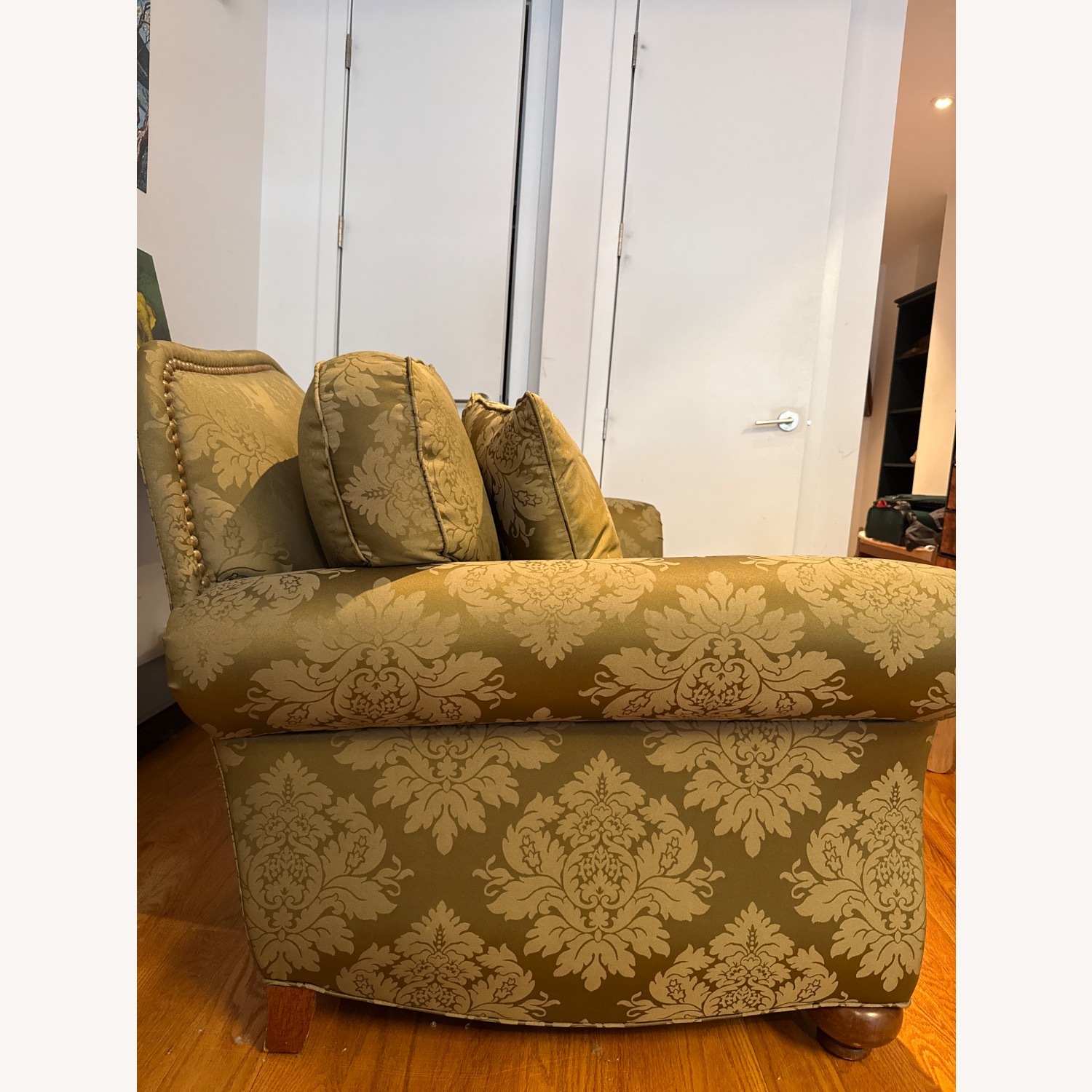 Ethan Allen Green Fabric 2 Seater Sofa - image-3