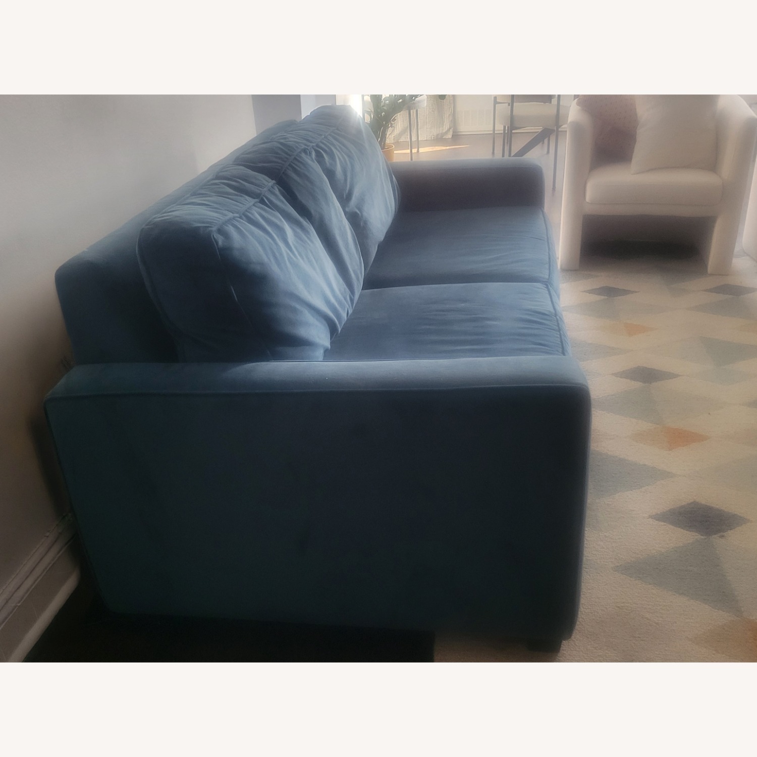 West Elm Henry Blue Microsuede Queen Sleeper Sofa - image-2