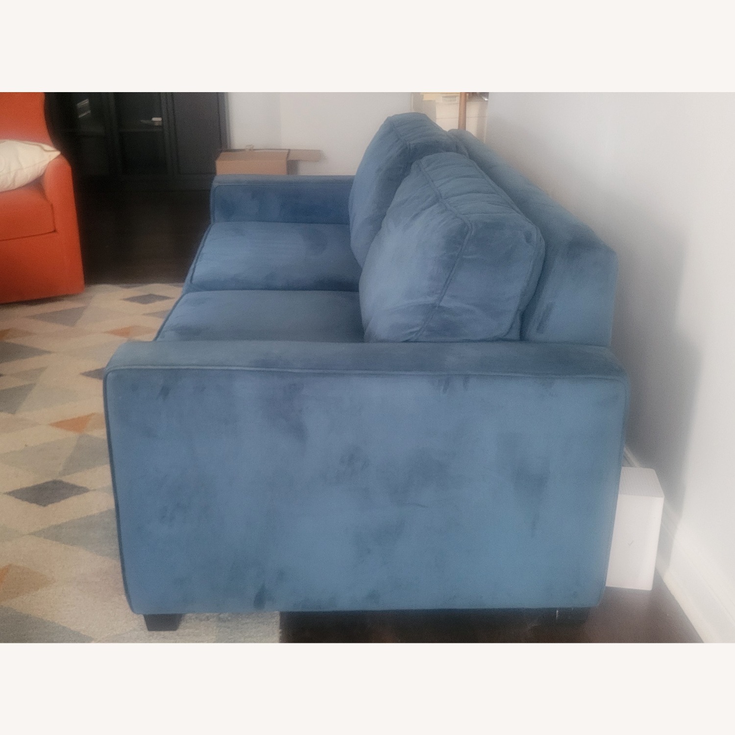 West Elm Henry Blue Microsuede Queen Sleeper Sofa - image-3