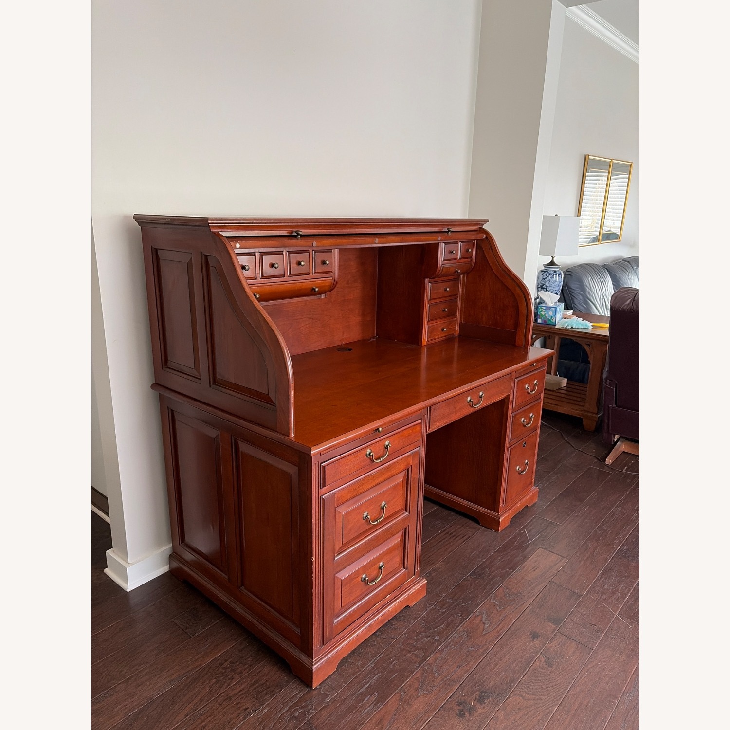 Dark Brown Wood Desk - image-2