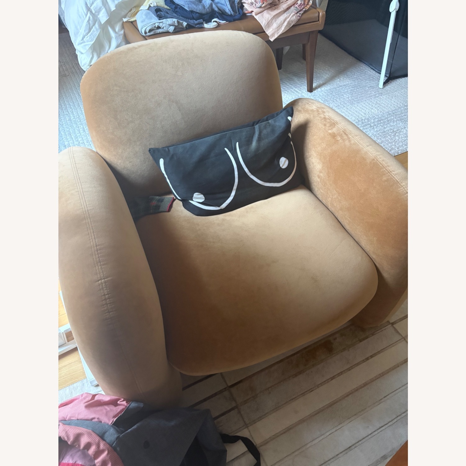 Arhaus Light Brown /Caramel Velvet Accent Chairs - image-3