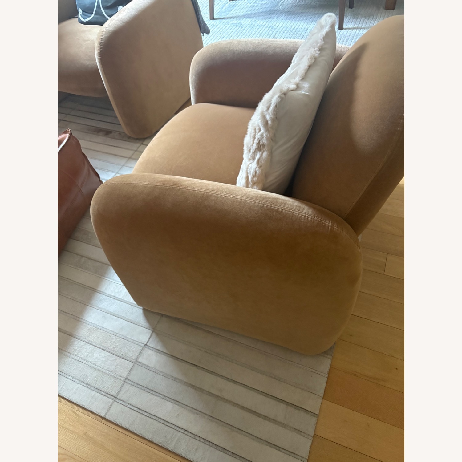 Arhaus Light Brown /Caramel Velvet Accent Chairs - image-4