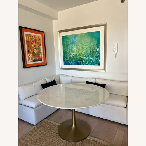Used Crate & Barrel White Marble Dining Table for sale on AptDeco